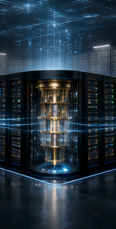 Hybrid Quantum and AI computing infrastructure background
